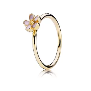 (image pour) PANDORA - Gold ring with pink enamel - 150174EN40