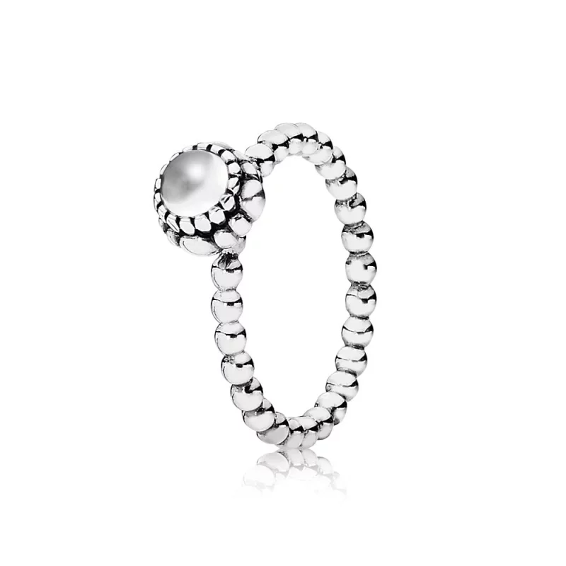 (image pour) PANDORA - Silver ring, birthstone-April, rock crystal - 190854BK