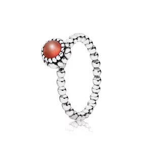 (image pour) PANDORA - Silver ring, birthstone-July, carnelian - 190854CAR