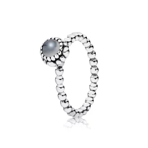 (image pour) PANDORA - Silver ring, birthstone-June, grey moonstone - 190854MSG