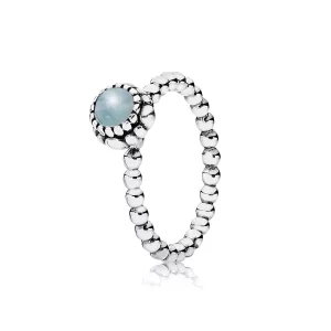 (image pour) PANDORA - Silver ring, birthstone-March, aquamarine - 190854AQ