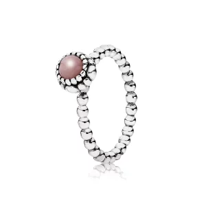 PANDORA - Silver ring, birthstone-October, pink opal - 190854POP (image pour) PANDORA - Silver ring, birthstone-October, pink opal - 190854POP