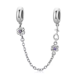 (image pour) Chaîne de sécurité style Pandora avec des fleurs rétro - SCC2100
