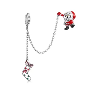 (image pour) Chaîne de sécurité style Pandora avec Père Noël - BSC542