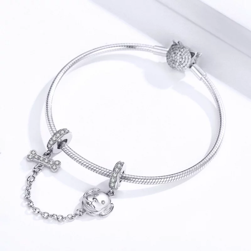 (image pour) Pandora Style Adorable Puppy Safety Chain - SCC1434 - Afficher 3