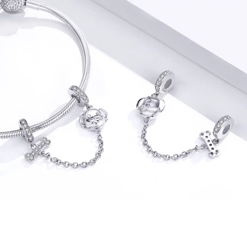 (image pour) Pandora Style Adorable Puppy Safety Chain - SCC1434 - Afficher 4