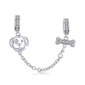 (image pour) Pandora Style Adorable Puppy Safety Chain - SCC1434