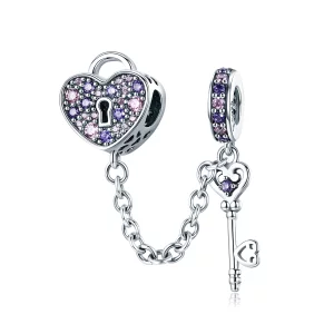 Chaîne de Confort Style PANDORA Coeur & Clé - SCC772 (image pour) Chaîne de Confort Style PANDORA Coeur & Clé - SCC772