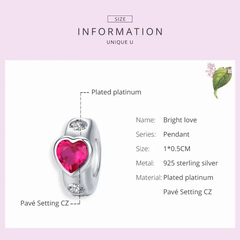 (image pour) Charm espaceur Style PANDORA Amour lumineux - BSC123 - Afficher 6
