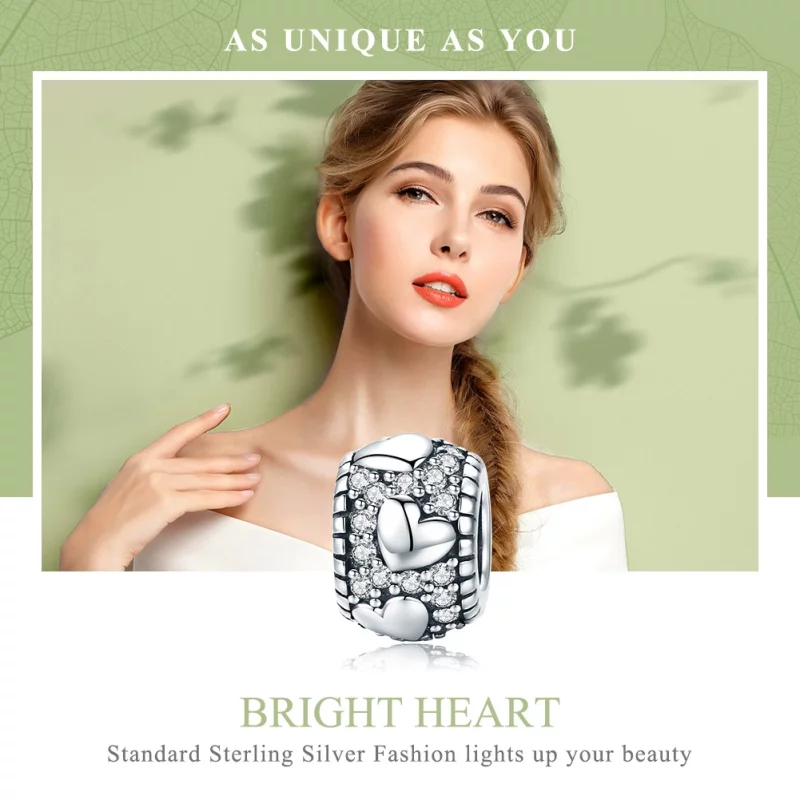 (image pour) Charm espaceur Style PANDORA Brille dans mon coeur - SCC798 - Afficher 6
