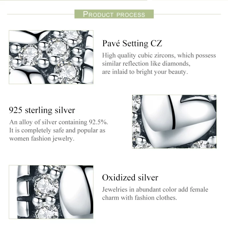 (image pour) Charm espaceur Style PANDORA Brille dans mon coeur - SCC798 - Afficher 7