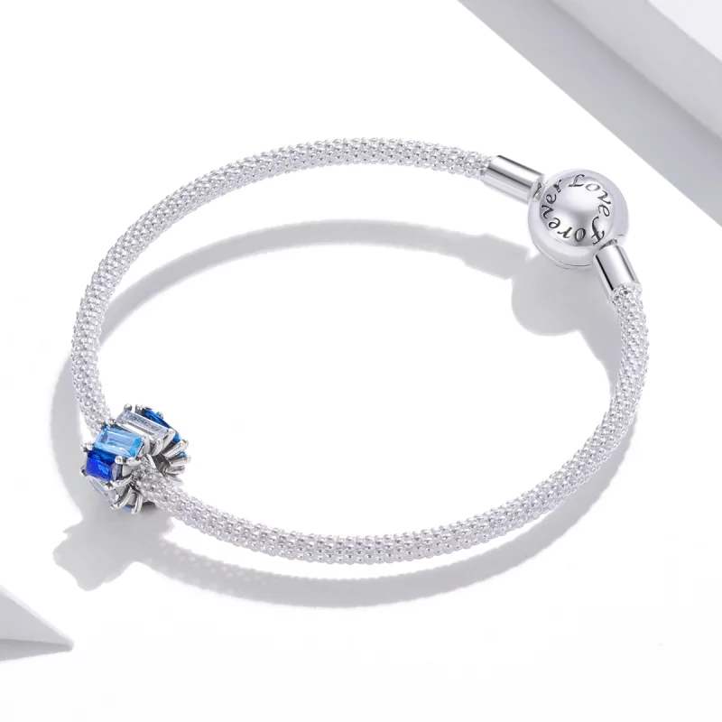 (image pour) Charm espaceur Style PANDORA Carré Bleu - SCC1806 - Afficher 3