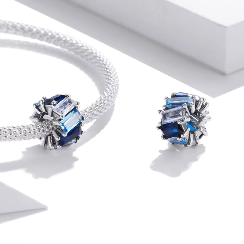 (image pour) Charm espaceur Style PANDORA Carré Bleu - SCC1806 - Afficher 4