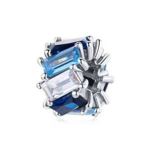 (image pour) Charm espaceur Style PANDORA Carré Bleu - SCC1806