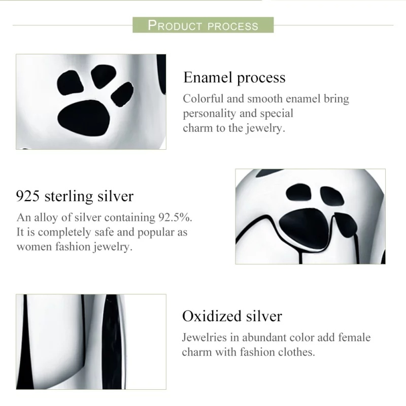 (image pour) Charm espaceur Style PANDORA Empreinte d'animal de compagnie - SCC594 - Afficher 7