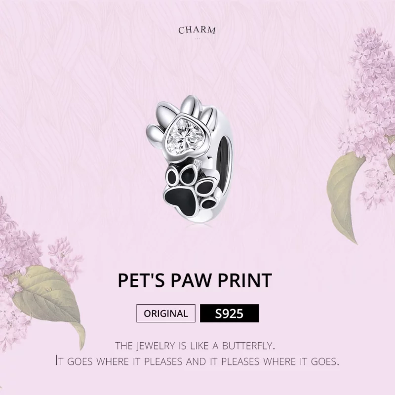 (image pour) Charm espaceur Style PANDORA Empreinte de patte en herbe - SCC1846 - Afficher 7