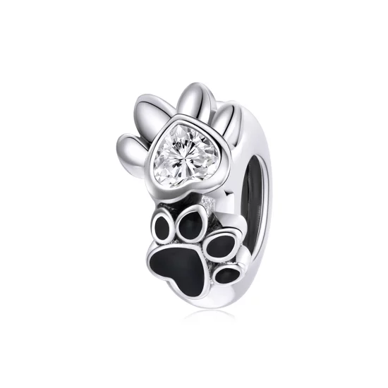 (image pour) Charm espaceur Style PANDORA Empreinte de patte en herbe - SCC1846