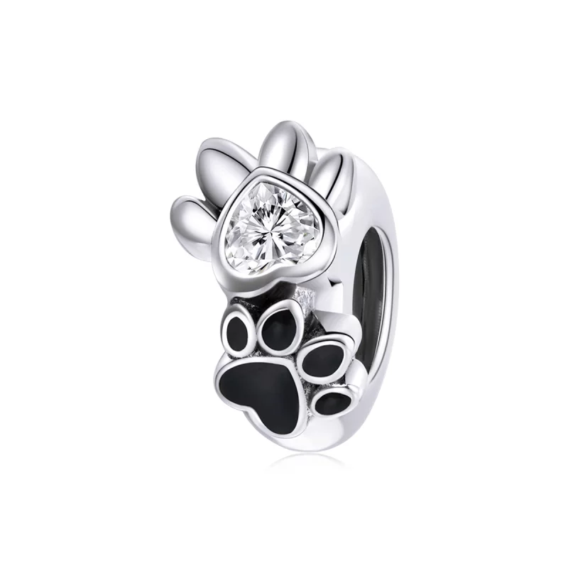 (image pour) Charm espaceur Style PANDORA Empreinte de patte en herbe - SCC1846