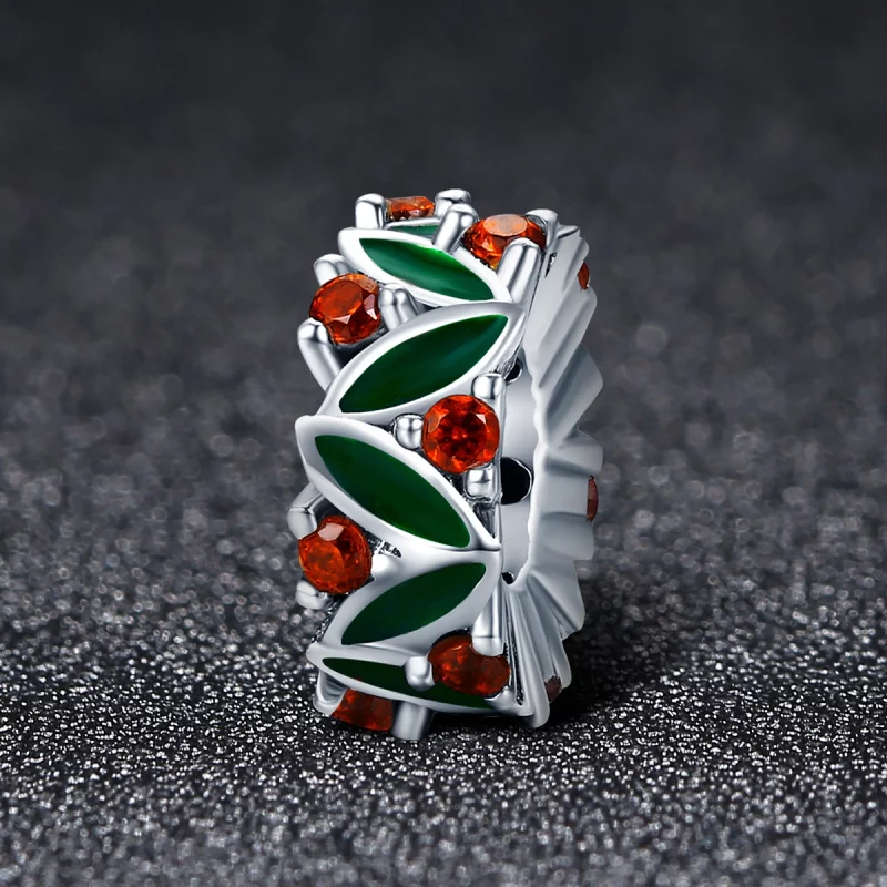 (image pour) Charm espaceur Style PANDORA Feuilles d'arbre de Noël - SCC317 - Afficher 2