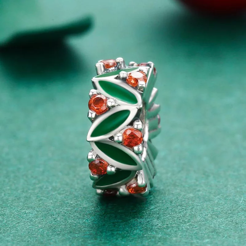 (image pour) Charm espaceur Style PANDORA Feuilles d'arbre de Noël - SCC317 - Afficher 3