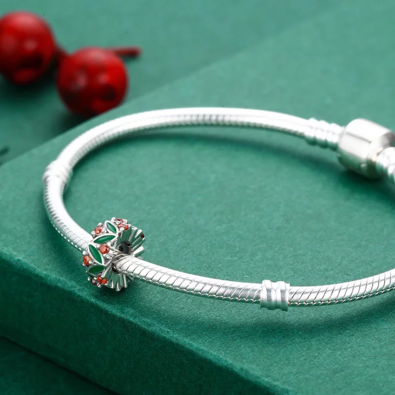 (image pour) Charm espaceur Style PANDORA Feuilles d'arbre de Noël - SCC317 - Afficher 4