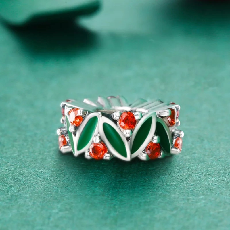 (image pour) Charm espaceur Style PANDORA Feuilles d'arbre de Noël - SCC317 - Afficher 5