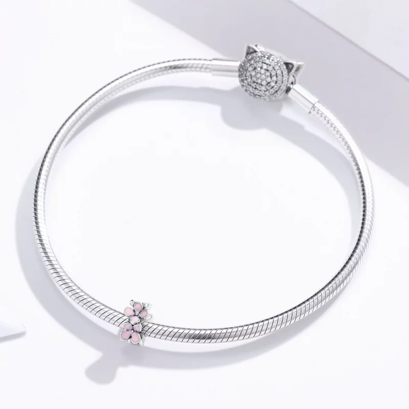 (image pour) Charm espaceur Style PANDORA Fleur rose - SCC1484 - Afficher 3