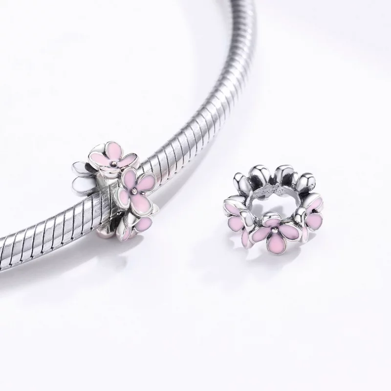 (image pour) Charm espaceur Style PANDORA Fleur rose - SCC1484 - Afficher 4