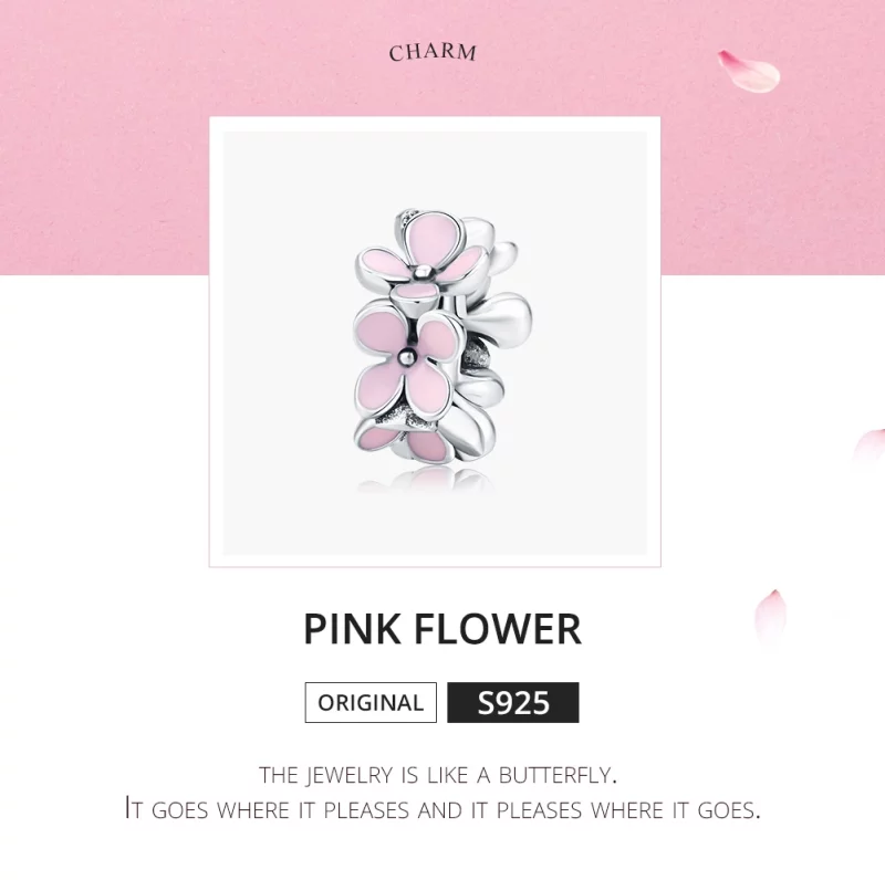 (image pour) Charm espaceur Style PANDORA Fleur rose - SCC1484 - Afficher 5