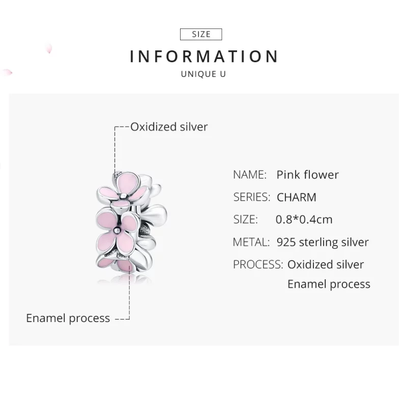 (image pour) Charm espaceur Style PANDORA Fleur rose - SCC1484 - Afficher 7