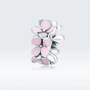 (image pour) Charm espaceur Style PANDORA Fleur rose - SCC1484