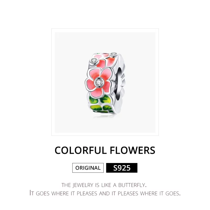 (image pour) Charm espaceur Style PANDORA Fleurs colorées - SCC1727 - Afficher 6
