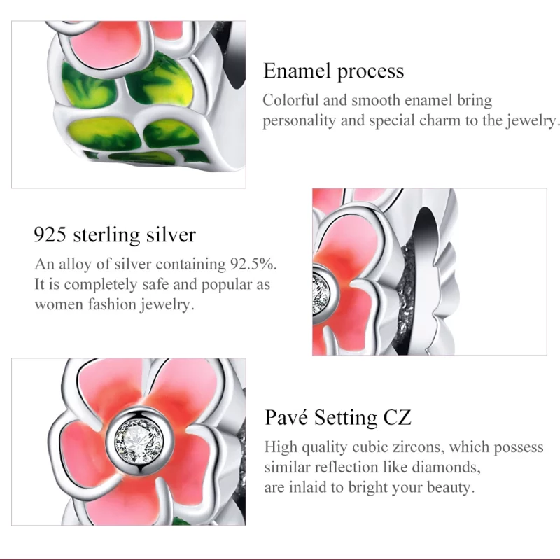 (image pour) Charm espaceur Style PANDORA Fleurs colorées - SCC1727 - Afficher 7