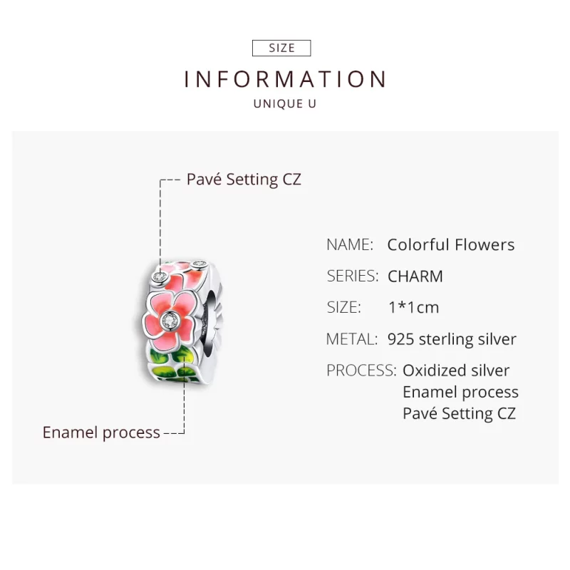 (image pour) Charm espaceur Style PANDORA Fleurs colorées - SCC1727 - Afficher 8