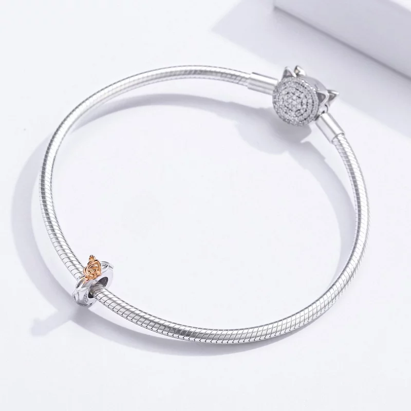 (image pour) Charm espaceur Style PANDORA Fleurs de rose amante Bicolore - BSC146 - Afficher 3