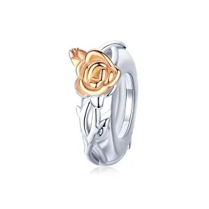 (image pour) Charm espaceur Style PANDORA Fleurs de rose amante Bicolore - BSC146