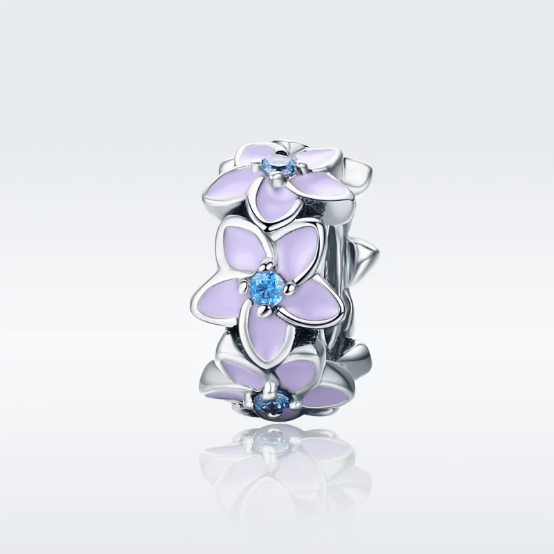 (image pour) Charm espaceur Style PANDORA Fleurs pourpres - SCC601 - Afficher 2