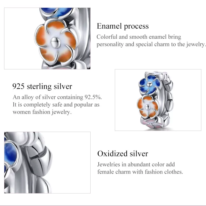 (image pour) Charm espaceur Style PANDORA Hortensia coloré - SCC1703 - Afficher 7