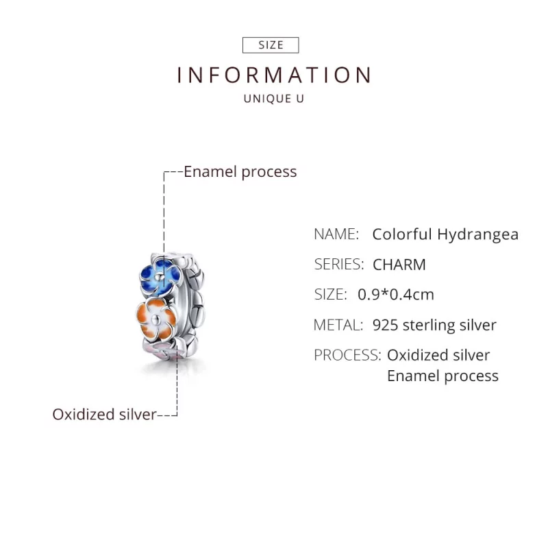 (image pour) Charm espaceur Style PANDORA Hortensia coloré - SCC1703 - Afficher 8