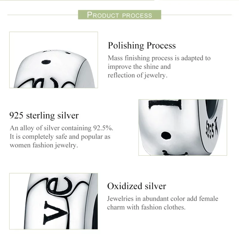 (image pour) Charm espaceur Style PANDORA Je t'aime pour toujours - SCC595 - Afficher 7