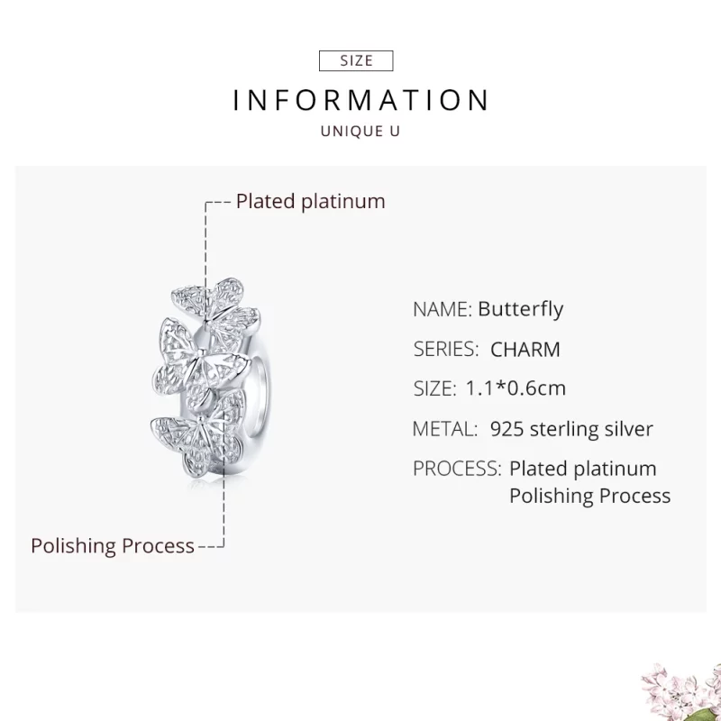 (image pour) Charm espaceur Style PANDORA Papillon - BSC120 - Afficher 6