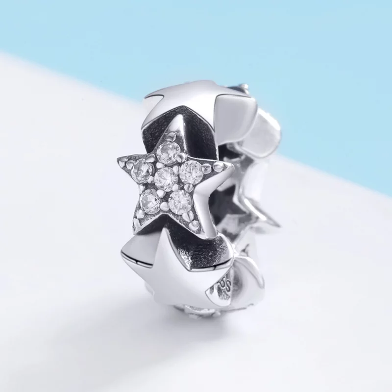 (image pour) Charm espaceur Style PANDORA Petites étoiles - SCC929 - Afficher 2