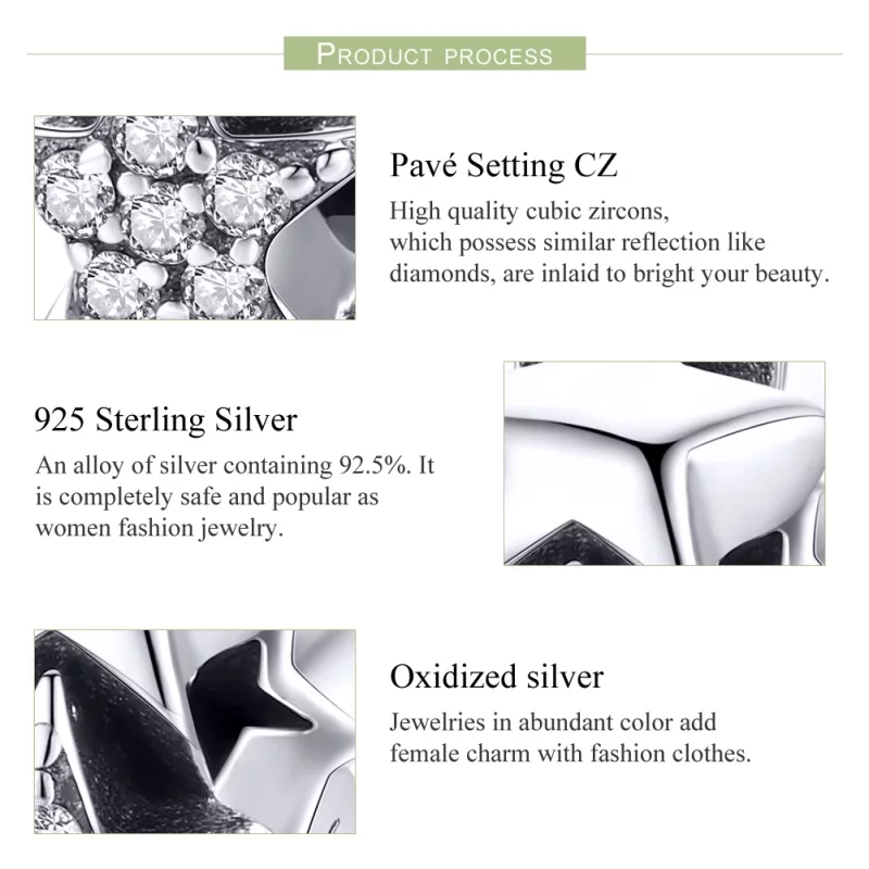 (image pour) Charm espaceur Style PANDORA Petites étoiles - SCC929 - Afficher 7