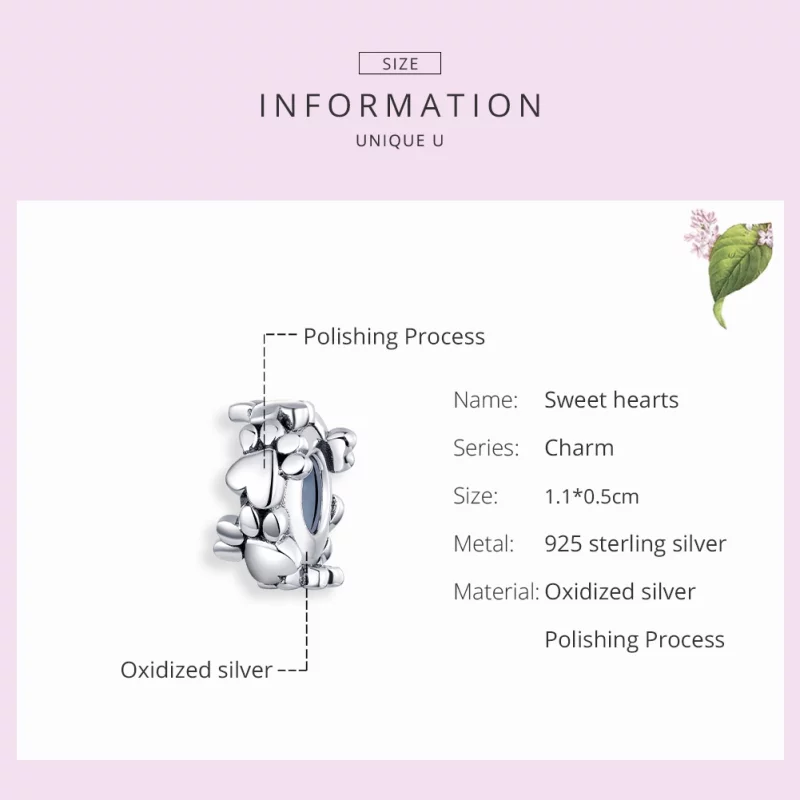 (image pour) Charm espaceur Style PANDORA sweet Hearts - SCC1504 - Afficher 7