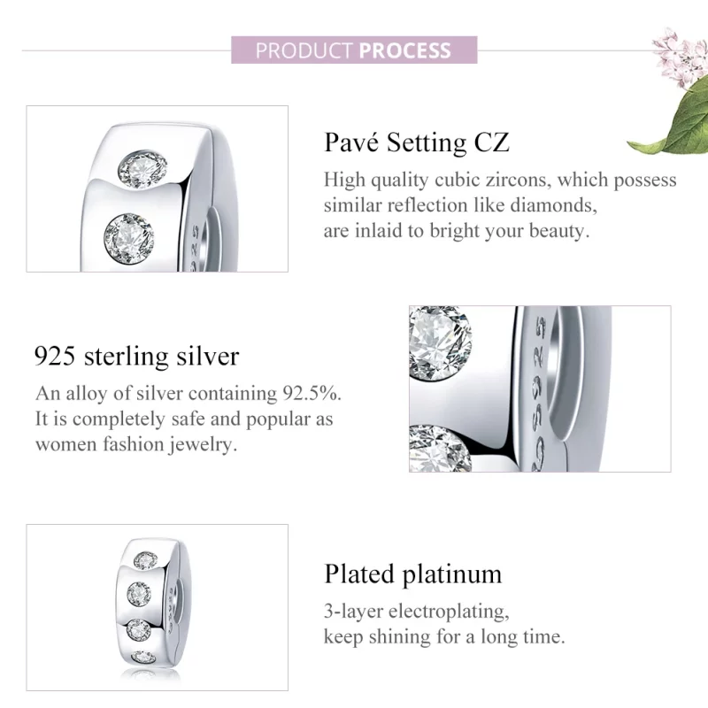 (image pour) Charm espaceur Style PANDORA Zircone - BSC165 - Afficher 8