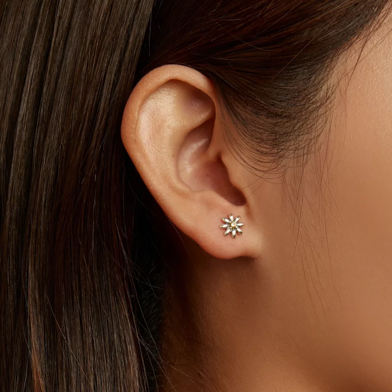 (image pour) Boucles d'oreilles asymétriques style Pandora avec marguerite et coccinelle - SC - Afficher 8