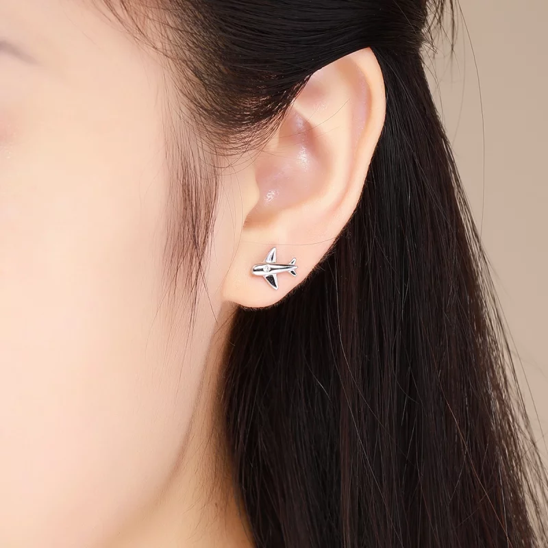 (image pour) Boucles d'oreilles clou avion de petite taille de style Pandora - VSE153 - Afficher 5