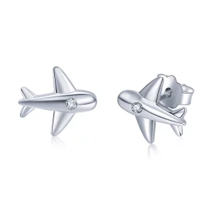(image pour) Boucles d'oreilles clou avion de petite taille de style Pandora - VSE153