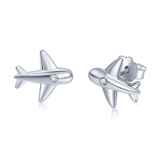 (image pour) Boucles d'oreilles clou avion de petite taille de style Pandora - VSE153