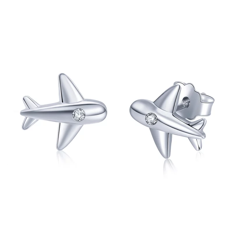 (image pour) Boucles d'oreilles clou avion de petite taille de style Pandora - VSE153